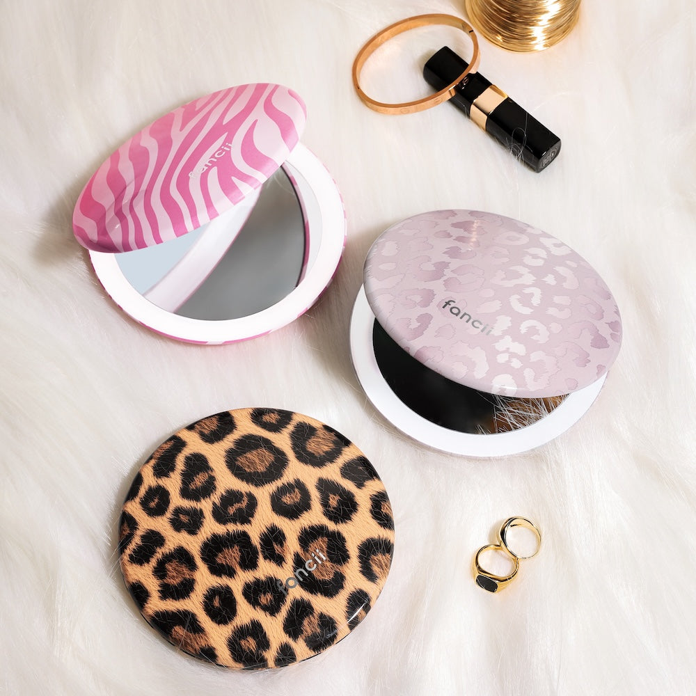 Mini Taylor LED Compact Mirror | Blush Zebra