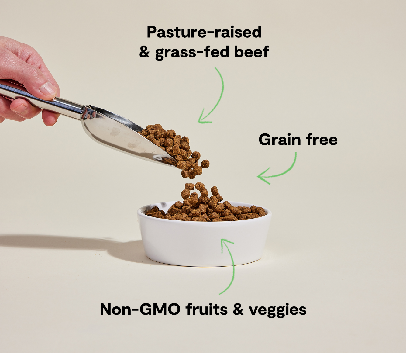 Croquettes pour chiens sans céréales au bœuf nourri à l'herbe