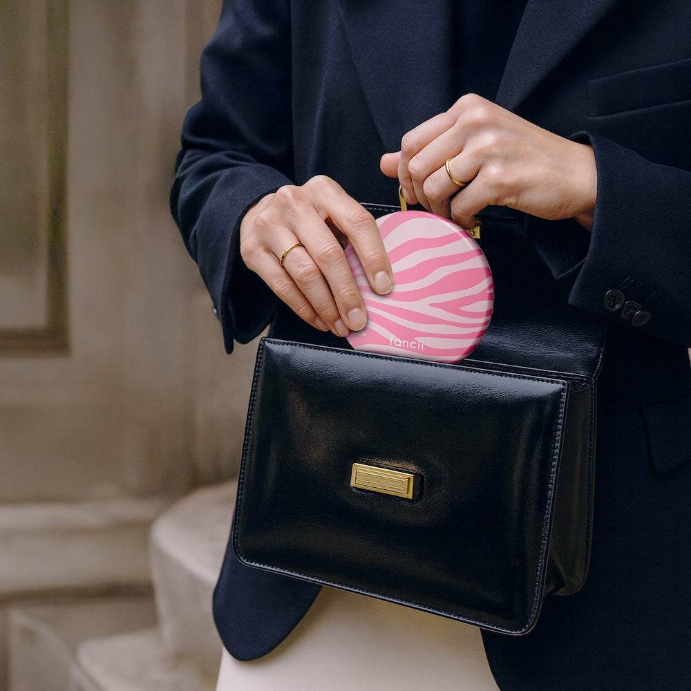 Mini Taylor LED Compact Mirror | Blush Zebra