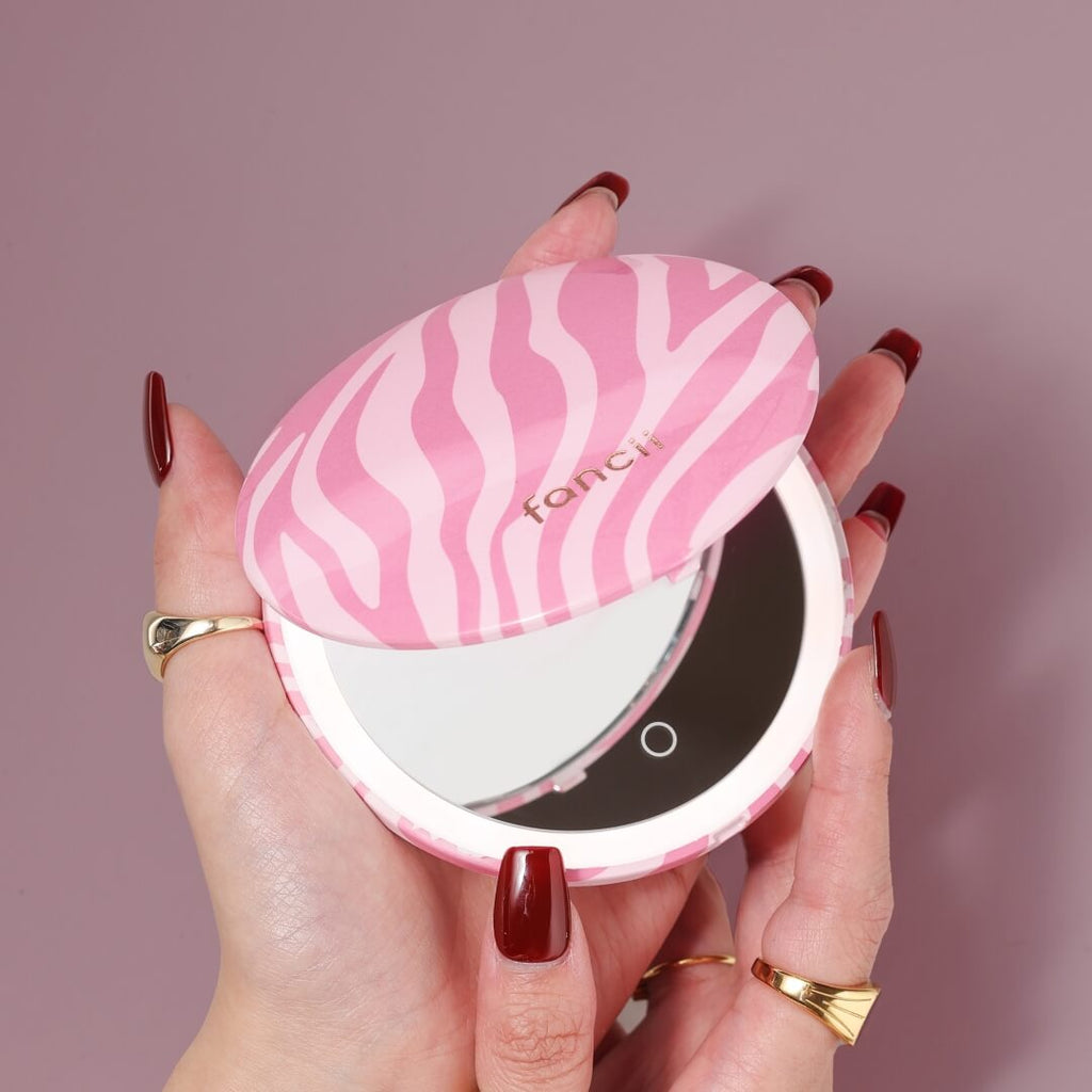 Mini Taylor LED Compact Mirror | Blush Zebra