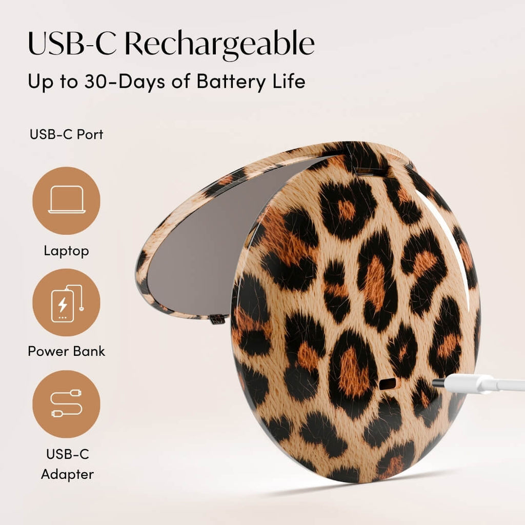Mini Taylor LED Compact Mirror | Cheetah Chic